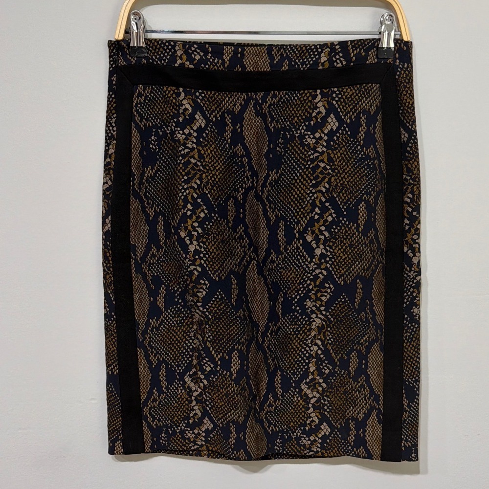Diane von Furstenberg Women Sz 8 Panel Marta Framed Python Skirt Brown Navy - Picture 4 of 10